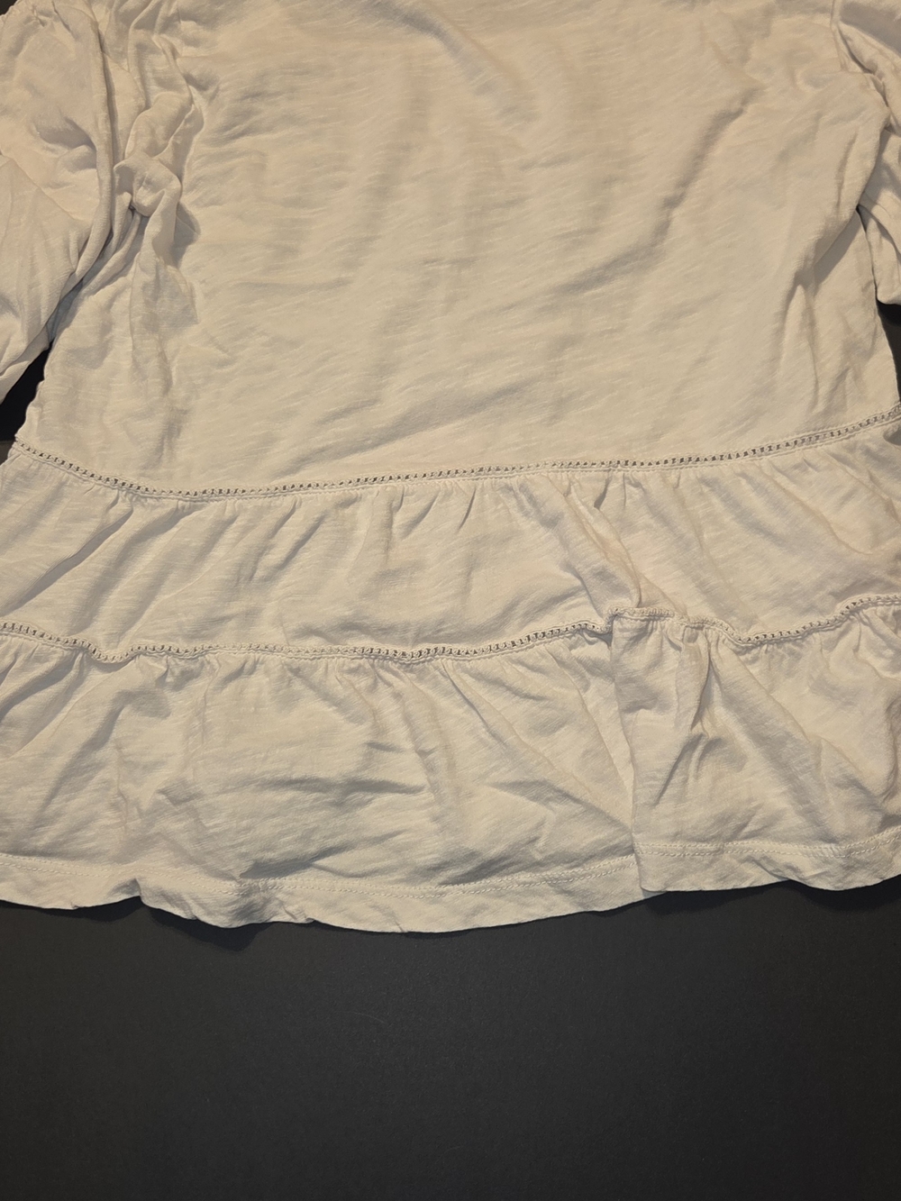 Lucky Brand White Peasant Blouse with Gray Embroidery - Picture 2 of 4